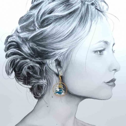 boucles d'oreilles Renne et sapin coton yoichi pétrole boucles d'oreilles Renne et sapin coton yoichi pétrole