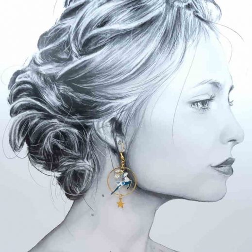 boucles d'oreilles Renne et sapin coton yoichi pétrole boucles d'oreilles Renne et sapin coton yoichi pétrole