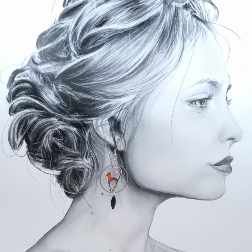 Boucles d'oreilles chats en liberty Faria noir Boucles d'oreilles chats en liberty Faria noir