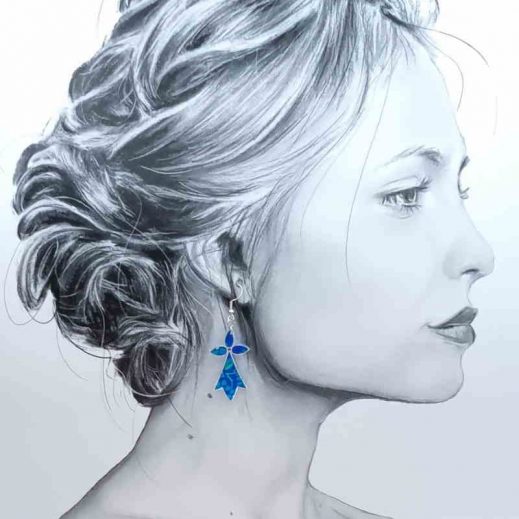 Boucles d'oreilles Triskel et Hermine en Petit Pan Hanako bleu Boucles d'oreilles Triskel et Hermine en Petit Pan Hanako bleu