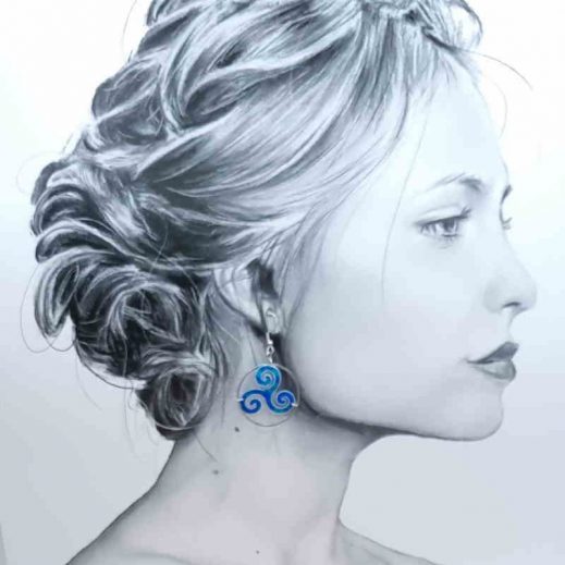 Boucles d'oreilles Triskel et Hermine en Petit Pan Hanako bleu Boucles d'oreilles Triskel et Hermine en Petit Pan Hanako bleu