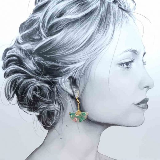 Boucles d'oreilles Ginkgo et Papillon en liberty donna leigh jade Boucles d'oreilles Ginkgo et Papillon en liberty donna leigh jade