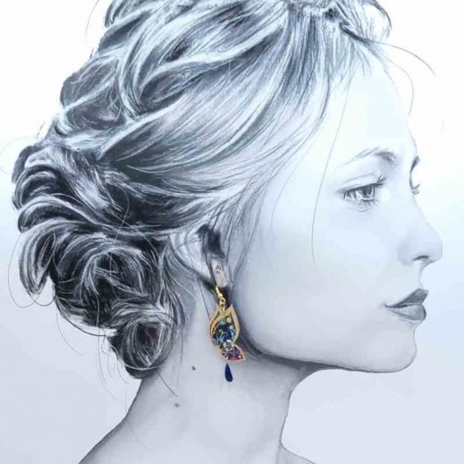 Boucles d'oreilles Papillon en liberty strawberry thief denim Boucles d'oreilles Papillon en liberty strawberry thief denim