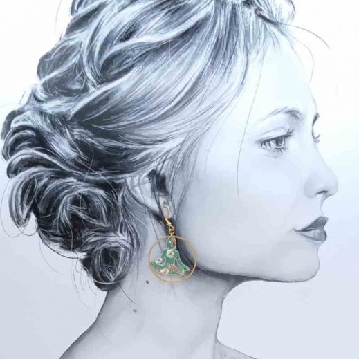 Boucles d'oreilles Ginkgo et Buddha en liberty donna leigh jade Boucles d'oreilles Ginkgo et Buddha en liberty donna leigh jade