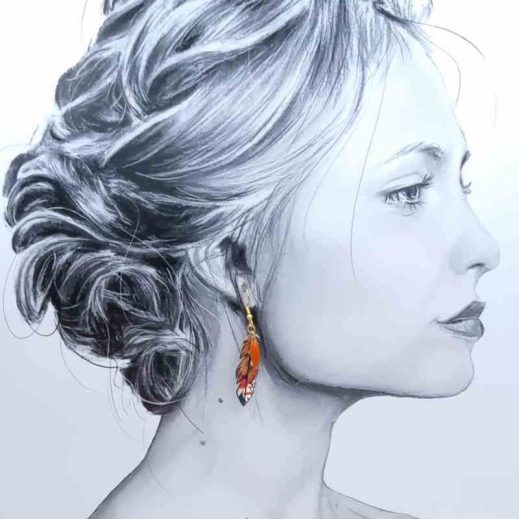 boucles d'oreilles oiseau colibri et plume en liberty thorpe rouille boucles d'oreilles oiseau colibri et plume en liberty thorpe rouille