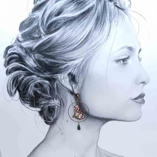 Boucles d'oreilles chats en liberty Emma Louise Pivoine Boucles d'oreilles chats en liberty Emma Louise Pivoine