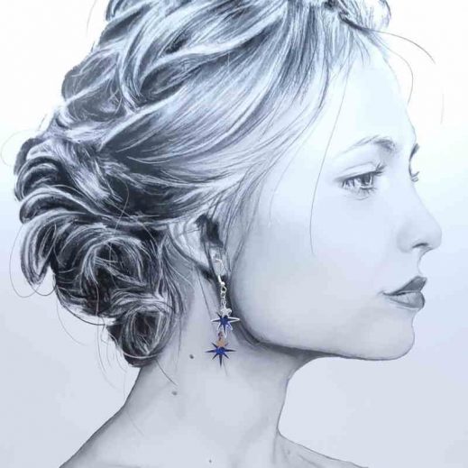 boucles d'oreilles Renne et étoiles liberty Capel indigo boucles d'oreilles Renne et étoiles liberty Capel indigo