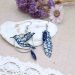 boucles d'oreilles colibri et plume en liberty Kattie and Millie Jean