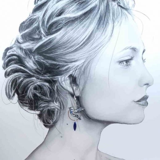 boucles d'oreilles colibri et plume en liberty Kattie and Millie Jean boucles d'oreilles colibri et plume en liberty Kattie and Millie Jean