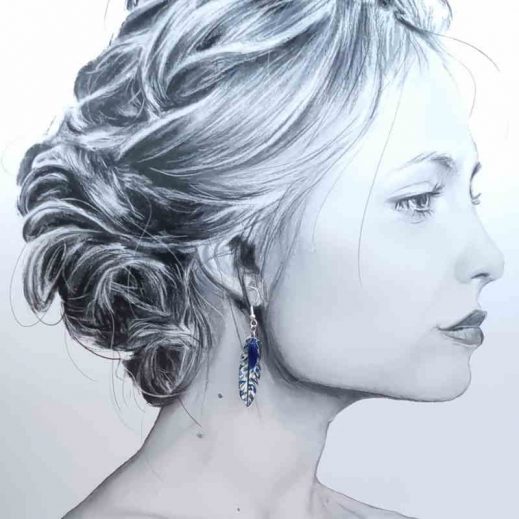 boucles d'oreilles colibri et plume en liberty Kattie and Millie Jean boucles d'oreilles colibri et plume en liberty Kattie and Millie Jean