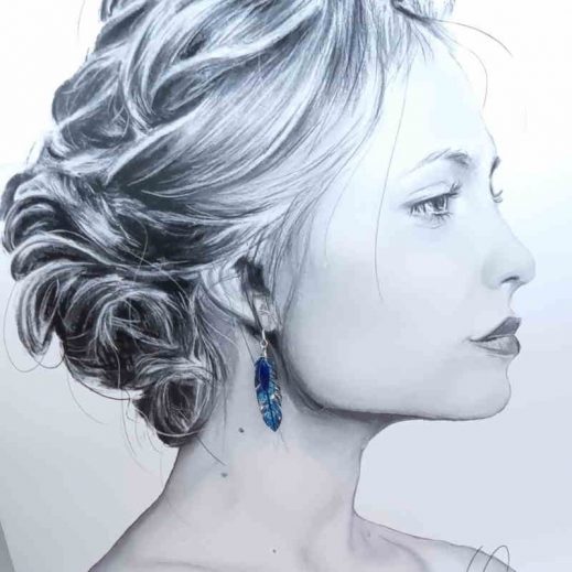 boucles d'oreilles colibri et plume en liberty Margaret Annie bleu boucles d'oreilles colibri et plume en liberty Margaret Annie bleu