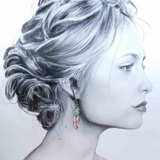 boucles d'oreilles colibri et plume en liberty Betsy Ann Sweet pink boucles d'oreilles colibri et plume en liberty Betsy Ann Sweet pink