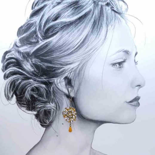 boucles d'oreilles oiseau et tournesol en liberty Feather Meadow moutarde boucles d'oreilles oiseau et tournesol en liberty Feather Meadow moutarde