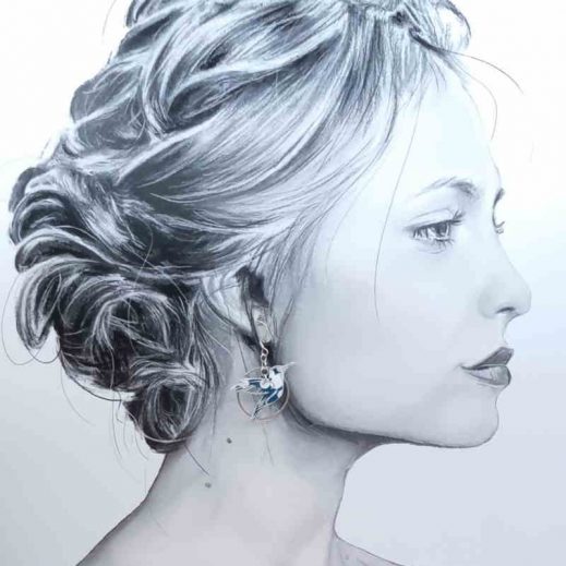 boucles d'oreilles oiseau colibris en coton yoichi pétrole boucles d'oreilles oiseau colibris en coton yoichi pétrole