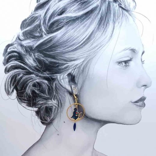 Boucles d'oreilles chats en liberty donna leigh Midnight Boucles d'oreilles chats en liberty donna leigh Midnight