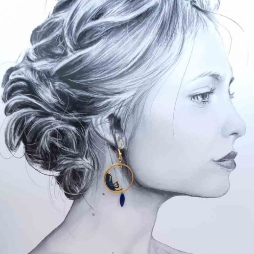 Boucles d'oreilles chats en liberty donna leigh Midnight Boucles d'oreilles chats en liberty donna leigh Midnight