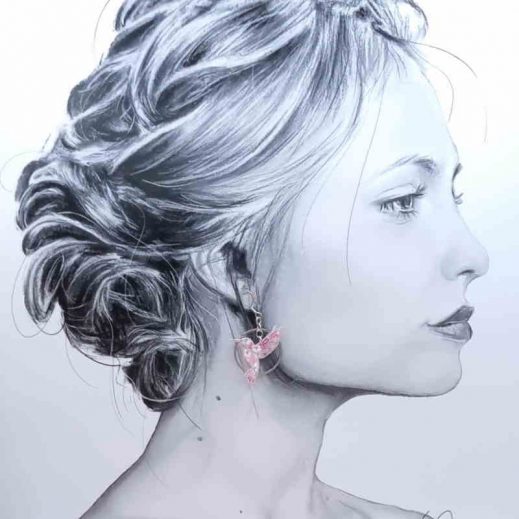 boucles d'oreilles oiseau colibris en liberty Mitsi Valéria rose boucles d'oreilles oiseau colibris en liberty Mitsi Valéria rose