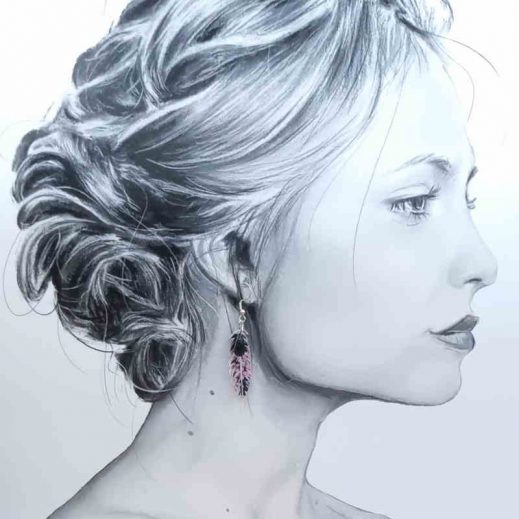 boucles d'oreilles colibri et plume liberty Star anise violet boucles d'oreilles colibri et plume liberty Star anise violet