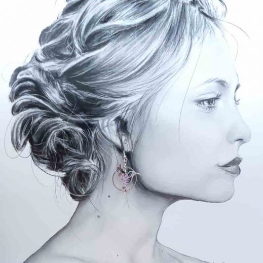 boucles d'oreilles colibri et plume liberty Star anise violet boucles d'oreilles colibri et plume liberty Star anise violet