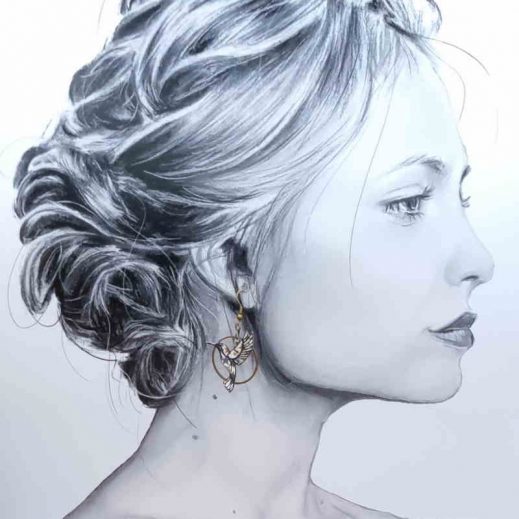 boucles d'oreilles colibri et plume liberty Adelajda brown boucles d'oreilles colibri et plume liberty Adelajda brown