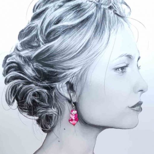 Boucles d'oreilles trio mini Cœurs en Petit pan Osami rose Boucles d'oreilles trio mini Cœurs en Petit pan Osami rose