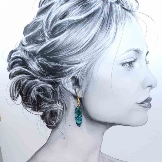 boucles d'oreilles colibri et plume en coton petit pan Wasabi émeraude boucles d'oreilles colibri et plume en coton petit pan Wasabi émeraude