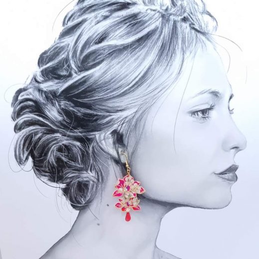 Boucles d'oreilles Magnolias en TISSU liberty Mitsi Hibiscus Boucles d'oreilles Magnolias en TISSU liberty Mitsi Hibiscus