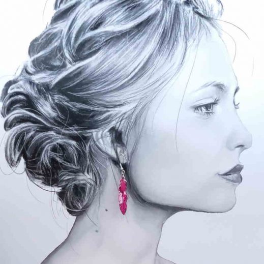 Boucles d'oreilles asymétriques dépareillées oiseau colibri et plume en tissu petit pan osami rose Boucles d'oreilles asymétriques dépareillées oiseau colibri et plume en tissu petit pan osami rose