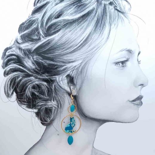 Boucles d'oreilles longues Renards en liberty Capel canard Boucles d'oreilles longues Renards en liberty Capel canard