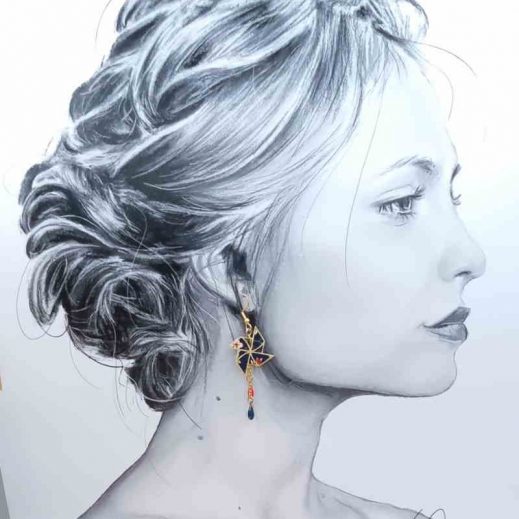 Boucles d'oreilles Moulin en Liberty donna leigh midnight Boucles d'oreilles Moulin en Liberty donna leigh midnight