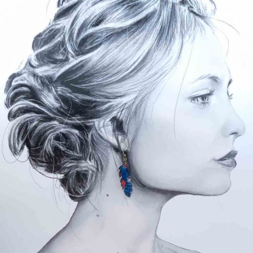 Boucles d'oreilles colibri et plume en liberty wiltshire nausicaa Boucles d'oreilles colibri et plume en liberty wiltshire nausicaa