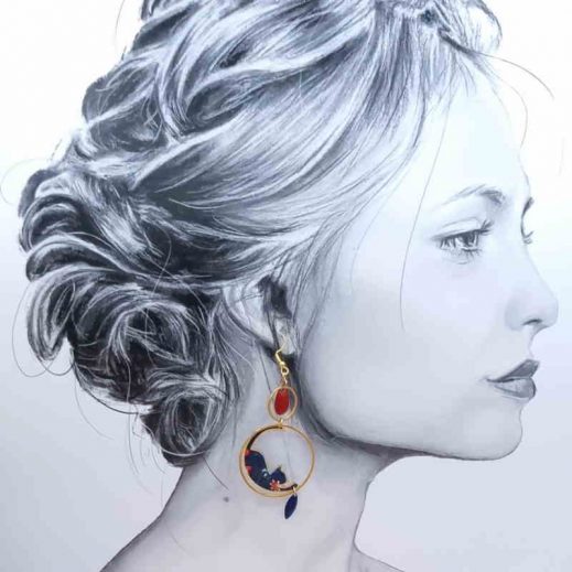 Boucles d'oreilles longues chats en liberty donna leigh Midnight Boucles d'oreilles longues chats en liberty donna leigh Midnight