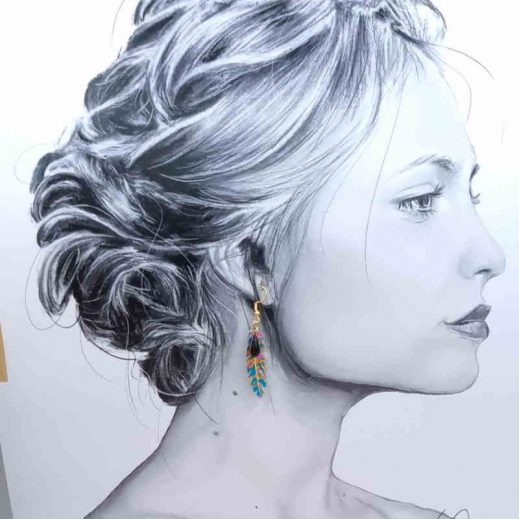 boucles d'oreilles oiseau hirondelle et plume en petit pan vert, orange et rose boucles d'oreilles oiseau hirondelle et plume en petit pan vert, orange et rose