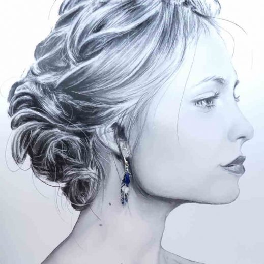 boucles d'oreilles colibri et plume liberty Wiltshire bleu nuit boucles d'oreilles colibri et plume liberty Wiltshire bleu nuit