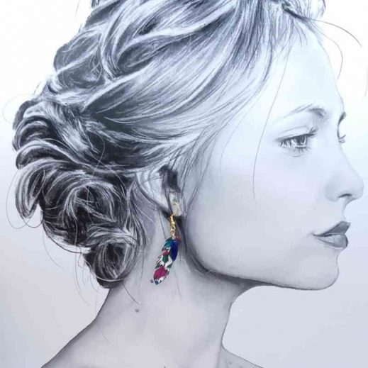 boucles d'oreilles colibri et plume liberty poppy and daisy canard boucles d'oreilles colibri et plume liberty poppy and daisy canard