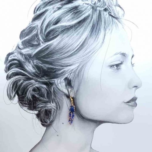 boucles lune plume en liberty capel indigo boucles lune plume en liberty capel indigo