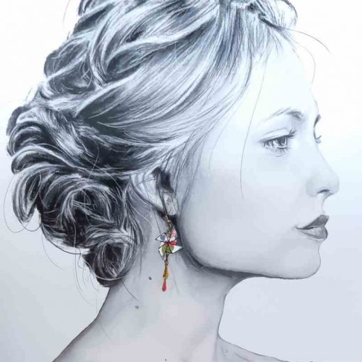 Boucles d'oreilles moulin à vent en Liberty Betsy porcelaine Boucles d'oreilles moulin à vent en Liberty Betsy porcelaine