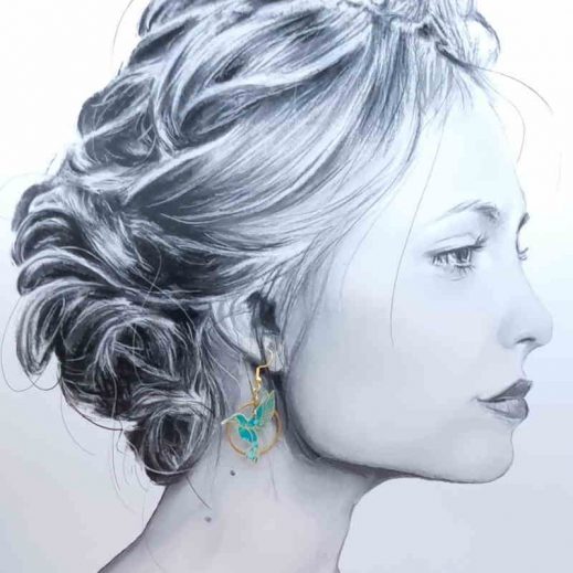 boucles d'oreilles colibri et plume petit pan hanako menthe boucles d'oreilles colibri et plume petit pan hanako menthe