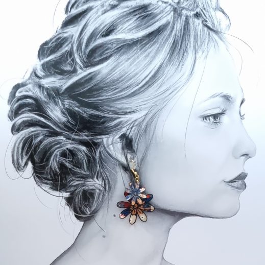 Boucles d'oreilles grandes Marguerites en liberty Thorpe rouille Boucles d'oreilles grandes Marguerites en liberty Thorpe rouille