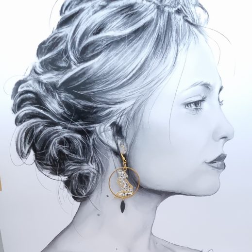 Boucles d'oreilles Lune et Loup en liberty adelajda clair de lune Boucles d'oreilles Lune et Loup en liberty adelajda clair de lune