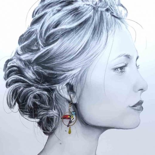 boucles d'oreilles oiseau colibri à l'unité en liberty thorpe Kaki et corail boucles d'oreilles oiseau colibri à l'unité en liberty thorpe Kaki et corail