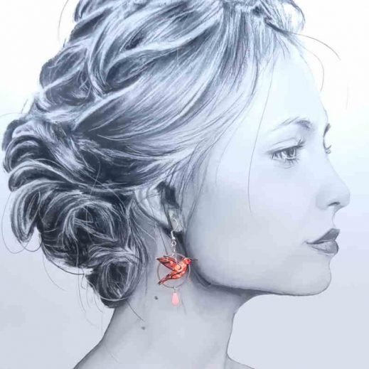 boucles d'oreilles colibri et plume en Petit Pan Calendula fushia boucles d'oreilles colibri et plume en Petit Pan Calendula fushia