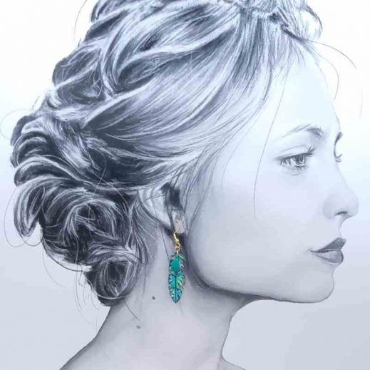 boucles d'oreilles colibri et plume en Petit Pan Calendula vert boucles d'oreilles colibri et plume en Petit Pan Calendula vert