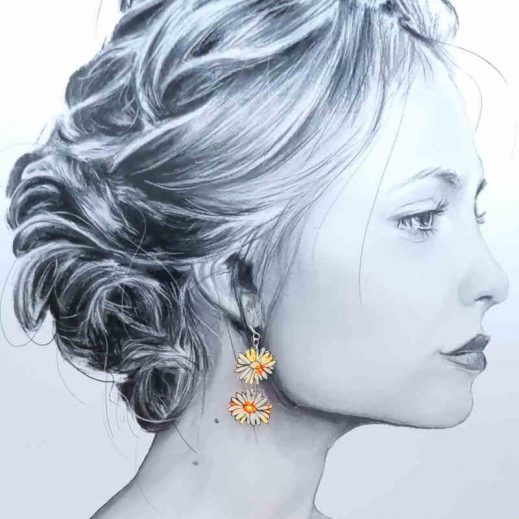 boucles d'oreilles fleurs pâquerettes en petit pan flower power blanc boucles d'oreilles fleurs pâquerettes en petit pan flower power blanc