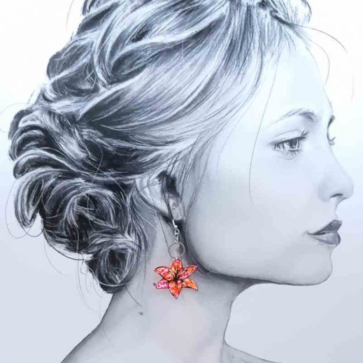 boucles d'oreilles colibri et orchidée en Petit Pan Calendula fushia boucles d'oreilles colibri et orchidée en Petit Pan Calendula fushia