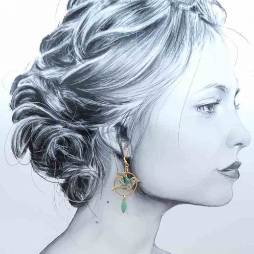 Boucles colibri et fleurs de cerisier en liberty donna leigh jade Boucles colibri et fleurs de cerisier en liberty donna leigh jade