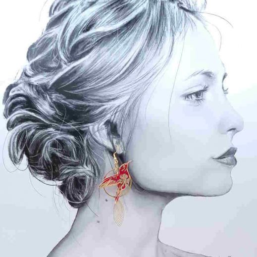 boucles d'oreilles grand colibri et grand coquelicot en liberty capel rubis boucles d'oreilles grand colibri et grand coquelicot en liberty capel rubis