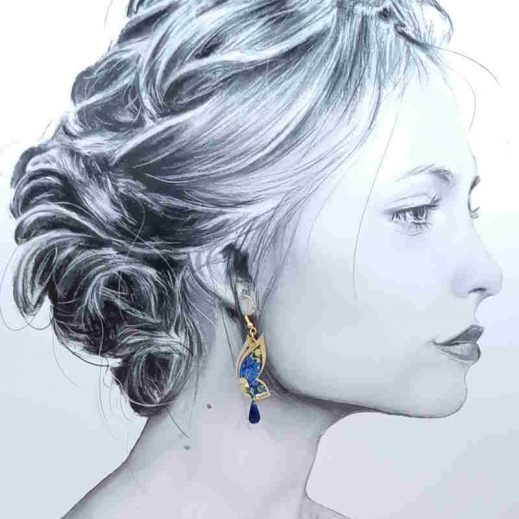 Boucles d'oreilles Papillon et lotus en liberty strawberry thief denim Boucles d'oreilles Papillon et lotus en liberty strawberry thief denim