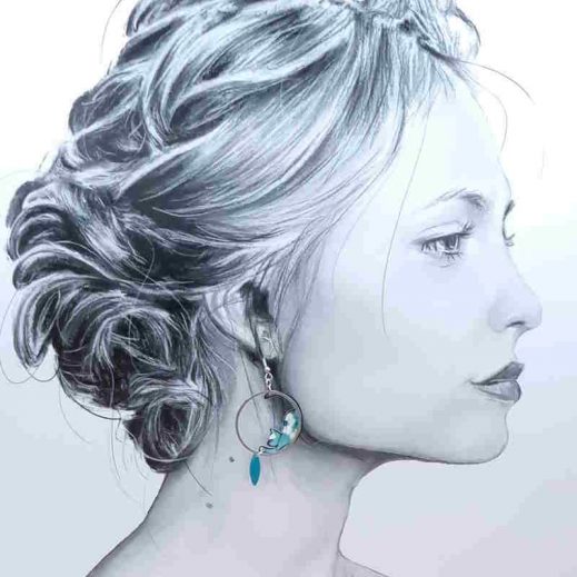 Boucle d'oreilles chats en tissu coton liberty of london Mitsi menthe à l'eau et acier inoxydable argenté Boucle d'oreilles chats en tissu coton liberty of london Mitsi menthe à l'eau et acier inoxydable argenté