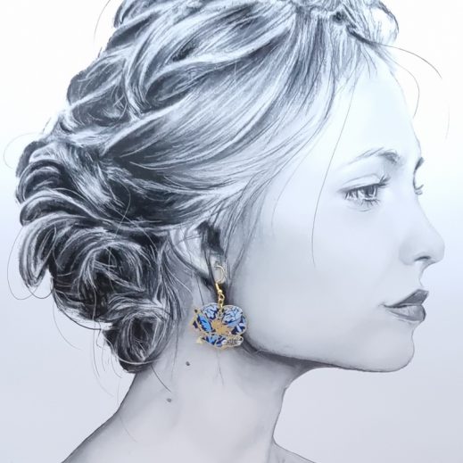 Boucle d'oreille à l'UNITE Coquelicot en liberty Strawberry Thief Majorelle Boucle d'oreille à l'UNITE Coquelicot en liberty Strawberry Thief Majorelle